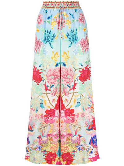 Shop Camilla Floral-print Straight-leg Trousers In Multicolour