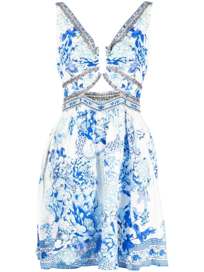 Shop Camilla Cut-out Detail Mini Dress In Blue