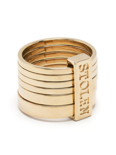 Shop Stolen Girlfriends Club Six Piece Band Ring In Gold