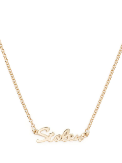 Shop Stolen Girlfriends Club Stolen Script Pendant Necklace In Gold