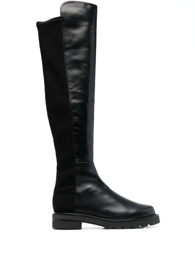 Shop Stuart Weitzman Lift Asymmetric Knee Boots In Black