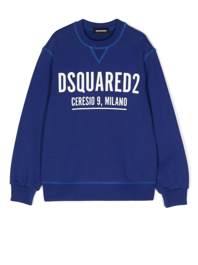 Dsquared2 Logo-print Cotton Sweatshirt In Blue