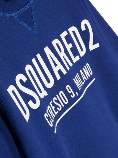 Dsquared2 Logo-print Cotton Sweatshirt In Blue