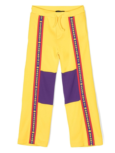 Dsquared2 Colour-block Straight-leg Track Pants In Yellow