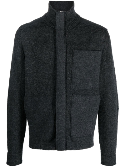 Shop Transit Knitted Zip-up Sweatshirt In Grey
