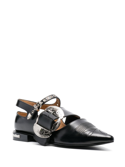 Shop Toga Buckle-detail Leather Mules In Black