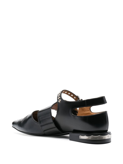 Shop Toga Buckle-detail Leather Mules In Black