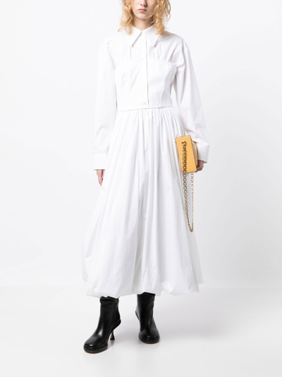 A.w.a.k.e. Layered-panel Cotton-poplin Shirt Dress In White