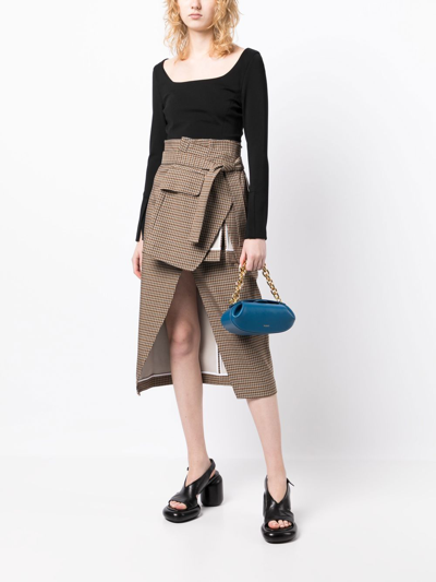 Shop A.w.a.k.e. Belted Midi Skirt In Brown