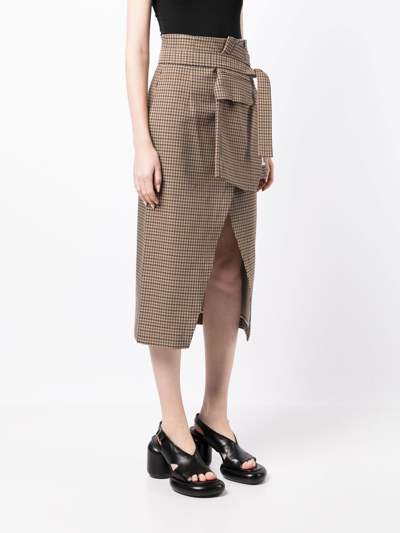 Shop A.w.a.k.e. Belted Midi Skirt In Brown