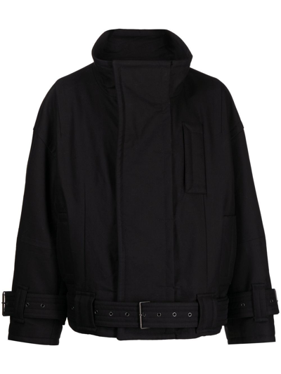 Songzio Cotton Belted Jacket In Black