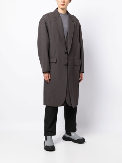 Songzio Wool Asymmetric Mid-length Coat In Grey