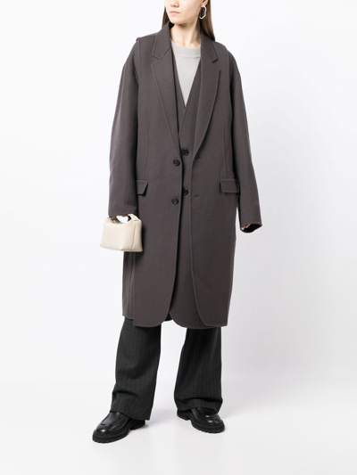 Songzio Wool Asymmetric Mid-length Coat In Grey