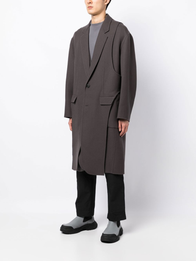 Songzio Wool Asymmetric Mid-length Coat In Grey