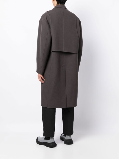 Songzio Wool Asymmetric Mid-length Coat In Grey