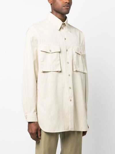 Shop Lemaire Overcast Pocketed Shirt In Grey