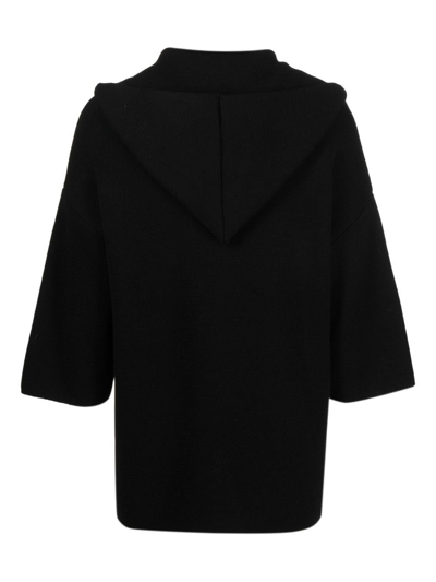 Shop Ma'ry'ya Knitted Hooded Jacket In Black