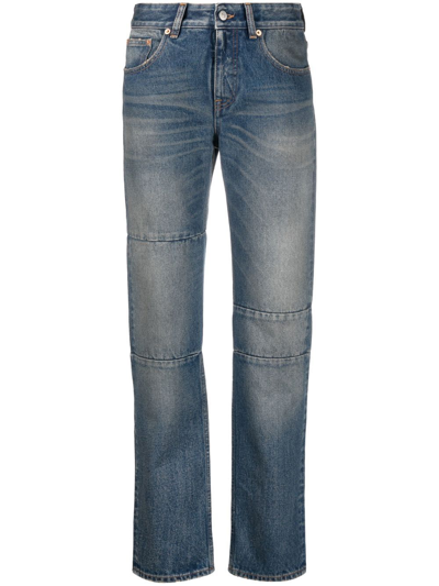 Shop Mm6 Maison Margiela Panelled Straight-leg Jeans In Blue