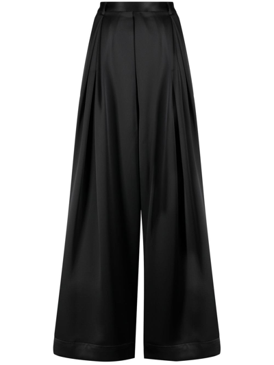 Shop Goen J Pleated Wide-leg Pants In Black