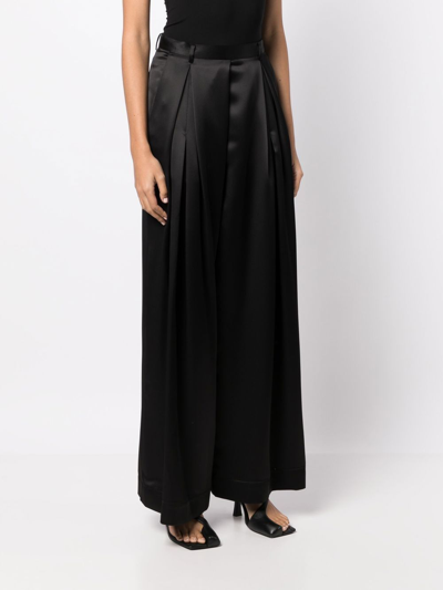 Shop Goen J Pleated Wide-leg Pants In Black