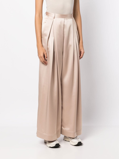 Shop Goen J Pleated Wide-leg Trousers In Brown