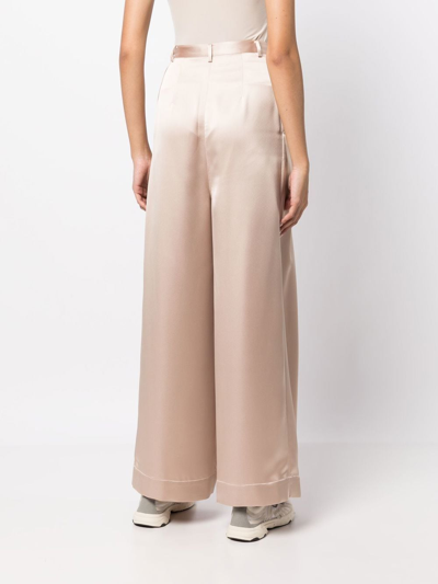 Shop Goen J Pleated Wide-leg Trousers In Brown