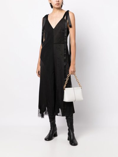 Goen J Lace-trim Midi Dress In Black