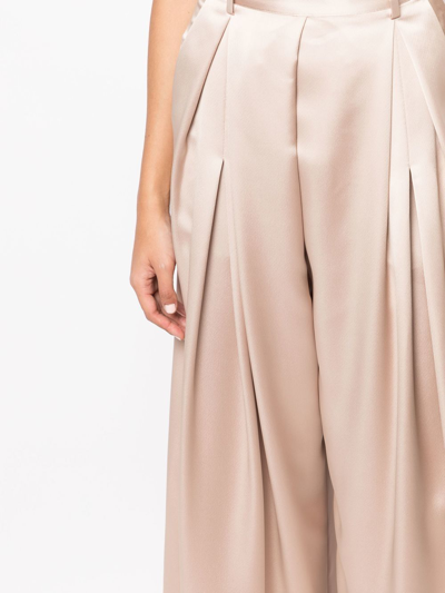 Shop Goen J Pleated Wide-leg Trousers In Brown