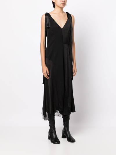 Goen J Lace-trim Midi Dress In Black