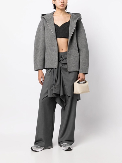 Shop Goen J Layered Shirt Straight-leg Trousers In Grey