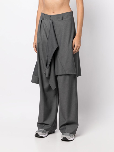 Shop Goen J Layered Shirt Straight-leg Trousers In Grey