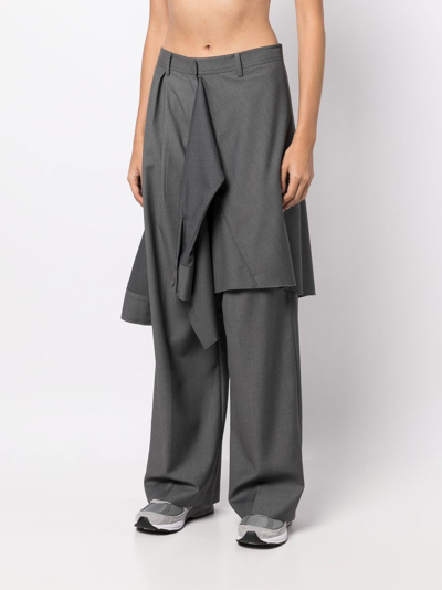 Goen J Layered Shirt Straight-leg Trousers In Grey