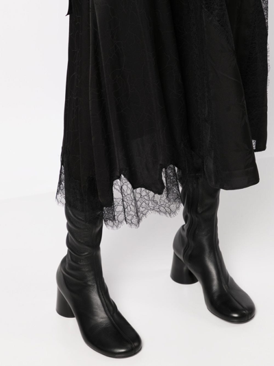 Shop Goen J Lace-trim Midi Dress In Black