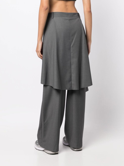 Shop Goen J Layered Shirt Straight-leg Trousers In Grey