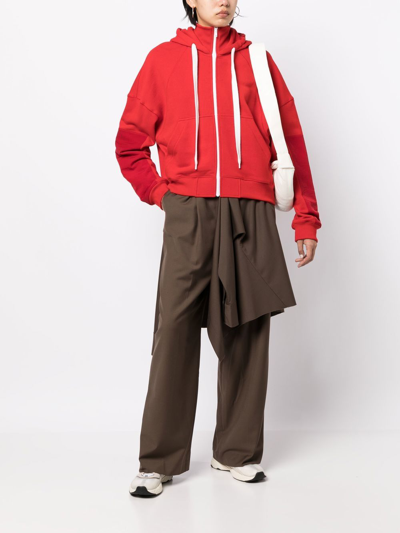 Goen J High-neck Drawstring Hoodie In Red