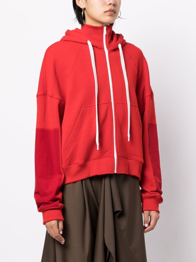 Goen J High-neck Drawstring Hoodie In Red