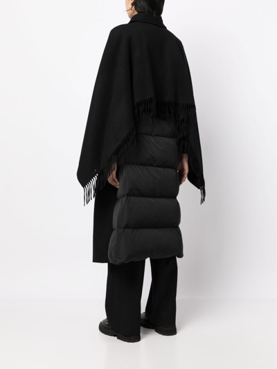 Goen J Double-breasted Fringe-detail Wool Coat In Black