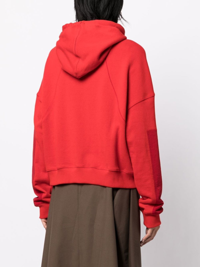 Goen J High-neck Drawstring Hoodie In Red