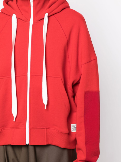 Goen J High-neck Drawstring Hoodie In Red