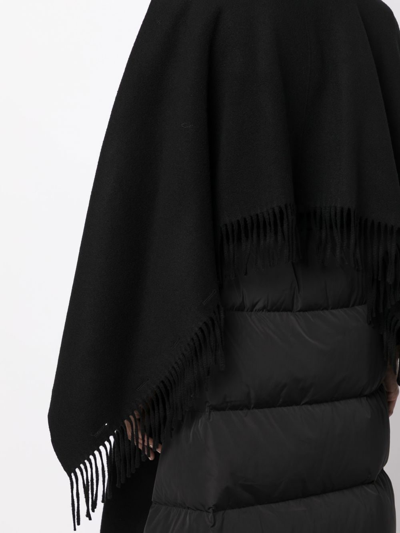 Goen J Double-breasted Fringe-detail Wool Coat In Black