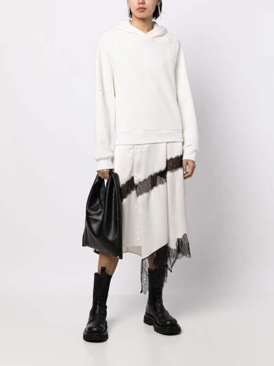 Goen J Lace-trim Hooded Asymmetric Midi Dress In White