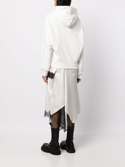 Goen J Lace-trim Hooded Asymmetric Midi Dress In White
