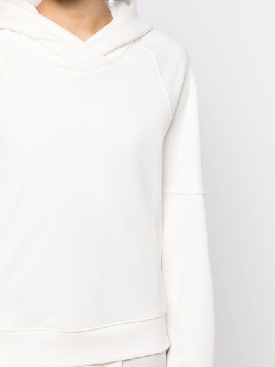 Shop Goen J Lace-trim Hooded Asymmetric Midi Dress In White