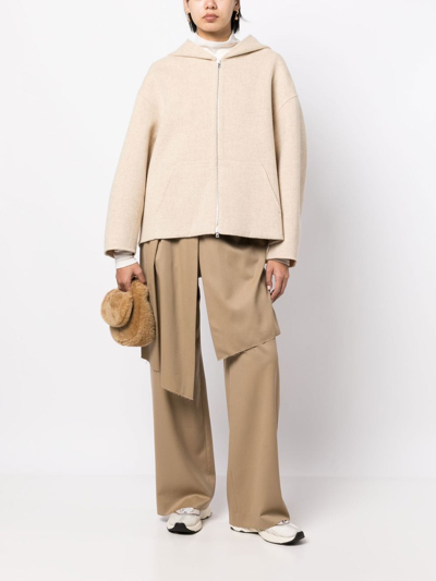 Goen J Zip-up Wool Jacket In Neutrals