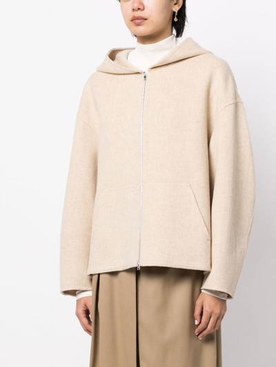 Shop Goen J Zip-up Hooded Jacket In Neutrals