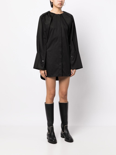 Shop Goen J Long-sleeve Mini Shirt Dress In Black