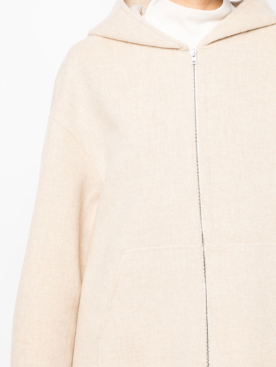 Shop Goen J Zip-up Hooded Jacket In Neutrals