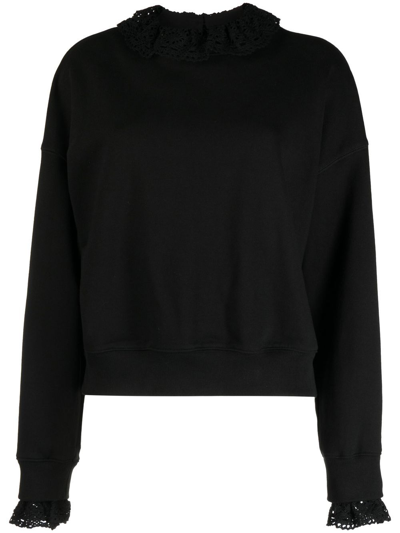 Shop Goen J Crochet-colar Sweatshirt In Black