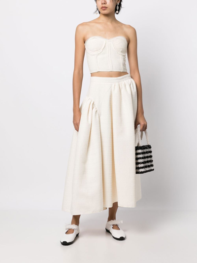 Goen J Chiffon-trimmed Tweed Bustier Top In Neutrals
