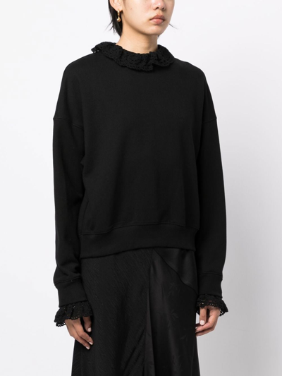 Goen J Crochet-colar Sweatshirt In Black